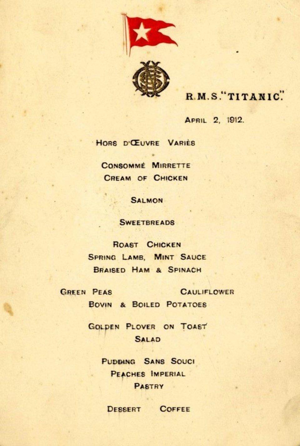 Titanikin menüsüne rekor fiyat