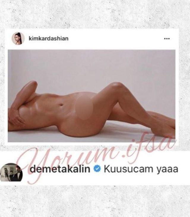 Kim Kardashianın çıplak paylaşımına Demet Akalından tepki