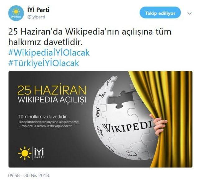 İYİ Partinin Wikipedia vaadi