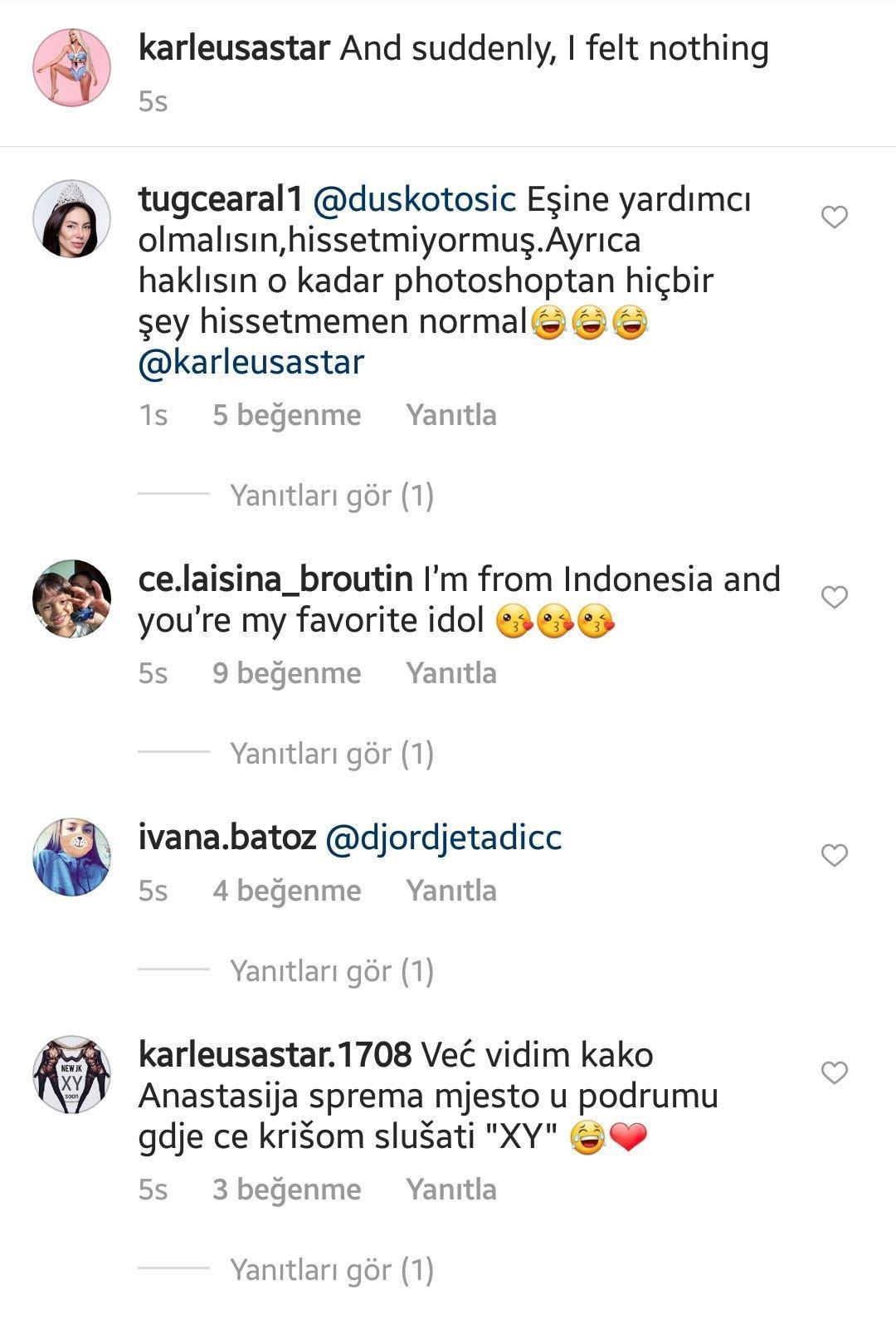 Tuğçe Araldan Jelena Karleusaya sert cevap