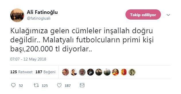 Ali Fatinoğlundan flaş iddia: Malatyaya 200 bin TL prim...