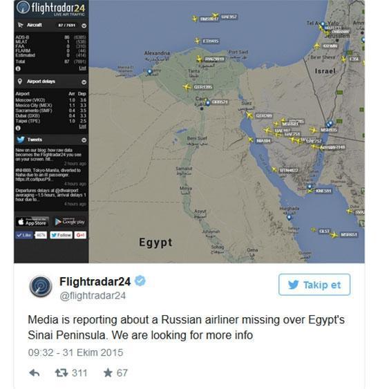 Rus yolcu uçağı Mısırda düştü