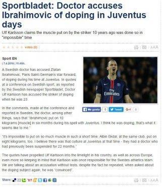 Zlatan Ibrahimovic doping yaptı