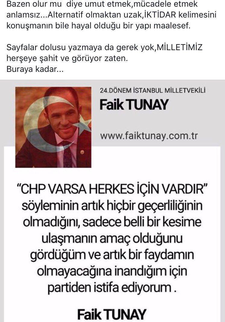 Eski CHP milletvekili Faik Tunay CHPden istifa etti