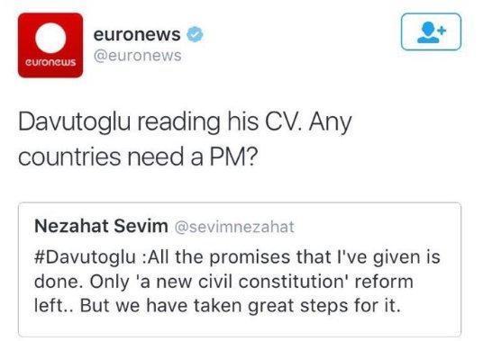 Euronews: Davutoğlu CVsini okuyor
