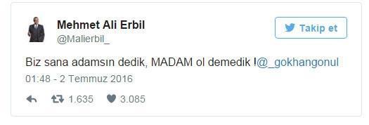 Gökhan Gönül tweeti için  Mehmet Ali Erbil dava açıyor
