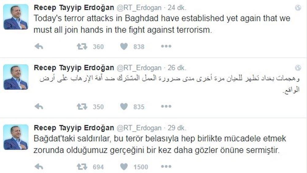 Erdoğan, Bağdattaki saldırıyla ilgili açıklama