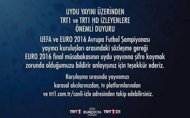 EURO 2016ya TRT şifresi büyük tepki çekti