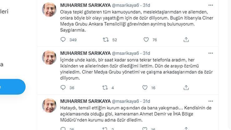 Son dakika: Muharrem Sarıkaya kameraman Ahmet Demire tokat atmıştı, istifa etti