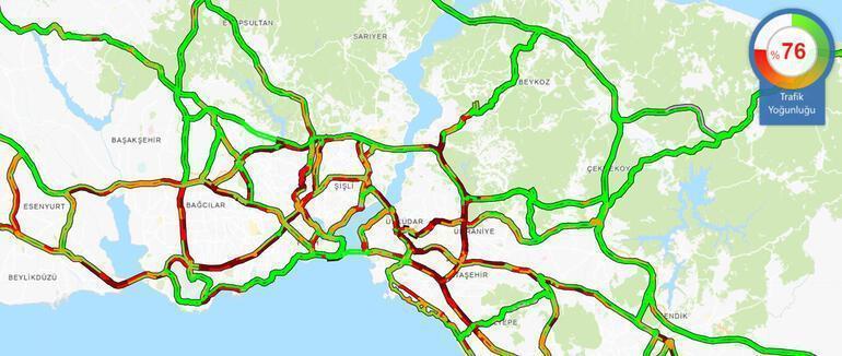 İstanbulda trafik kilit Yüzde 76ya ulaştı