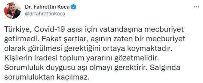 Aşı zorunluluğu açıklaması Sağlık Bakanı Fahrettin Koca duyurdu