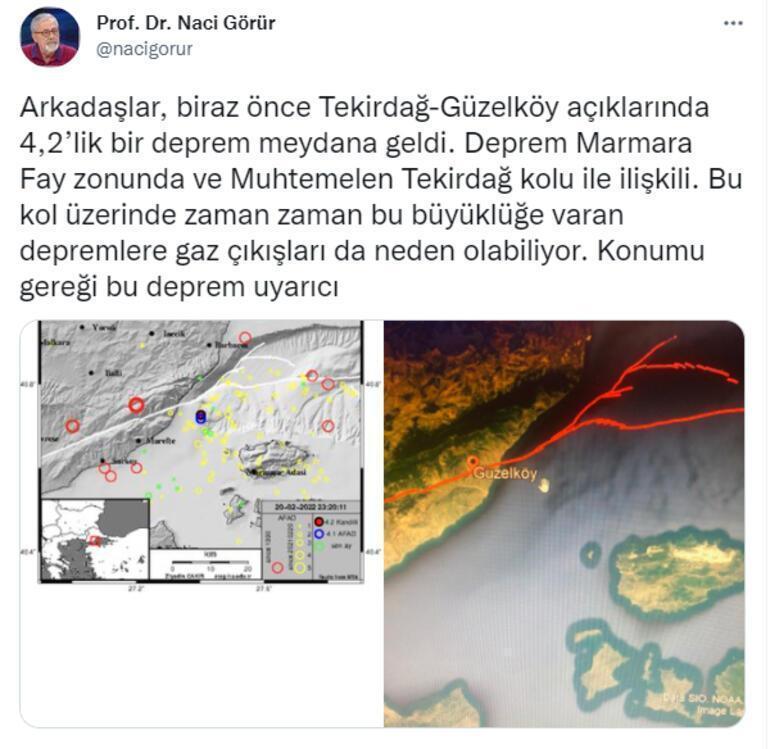 Son dakika haberi: Marmara Denizinde korkutan deprem Tekirdağ 4,1 ile sallandı