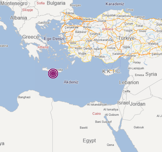 Akdeniz açıklarında 4.1 büyüklüğünde deprem