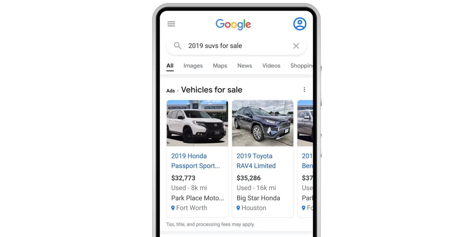 Google, Aramada araç reklamları göstermeye başlıyor