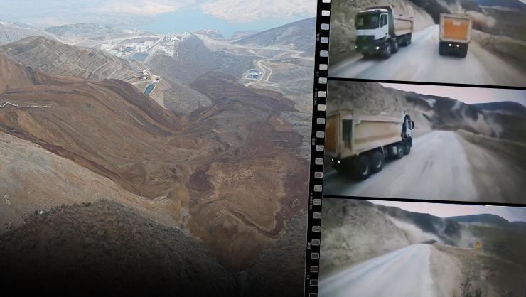 Erzincan'daki maden faciasının en net görüntüsü! Kamyon saniyelerle kurtuldu