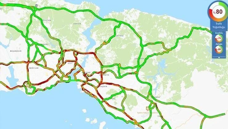 İstanbul'da trafik yoğunluğu! Harita alarm verdi