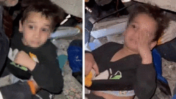 Enkazdan uyurken çıkarılan küçük çocuğun şaşkınlığı kamerada: Ne oluyor ya ne oluyor