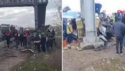 Ankara'da katliam gibi kaza! Özel halk otobüsü üst geçide çarptı: 4 ölü