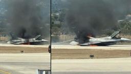 Havada alev alan Yunan F-16'sının iniş takımları açılmadı! Gövdesi üzerine indi