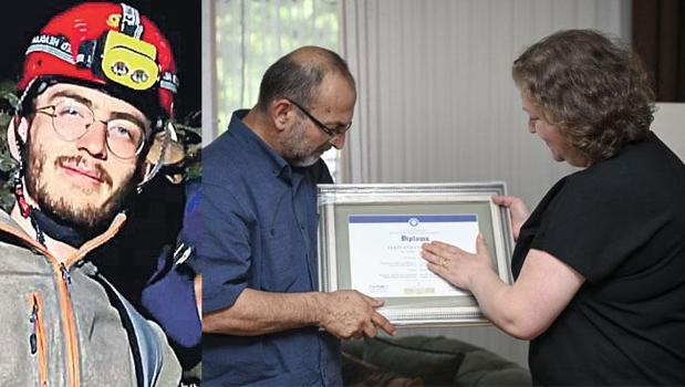 Yangın şehidine diploma töreni)