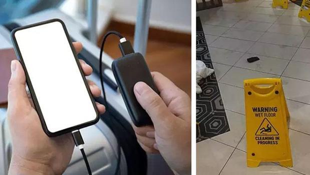 Havalimanında şarj bataryası bomba gibi patladı! Yolcular tahliye edildi)