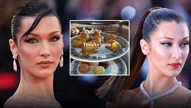 Çay, kahve döner... Bella Hadid şimdi de baklava sevgisini gösterdi, Türk mutfağına olan tutkusu sosyal medyada gündem oldu!)