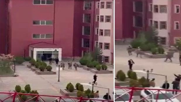Üniversitede korku dolu anlar! Silahlı kişi, memuru rehin aldı)