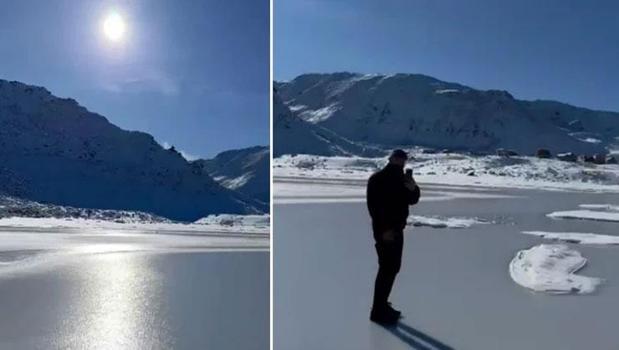 Termometreler eksi 13'ü gösterdi: Rize'de 'Adalı göl' buz tuttu!)