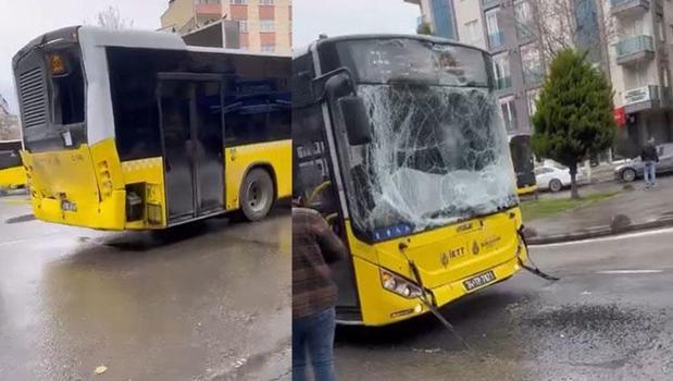 Sancaktepe'de 2 İETT otobüsü çarpıştı: Yaralılar var)