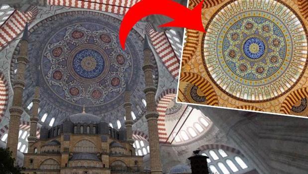 Restorasyonu tartışma yaratmıştı! Selimiye Camii'nin kubbe yazıları ilk kez görüntülendi)