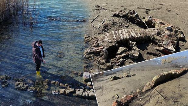 İznik’te heyecanlandıran keşif: Depremle sular altında kalan gizemli yapı kuraklıkla ortaya çıktı!)