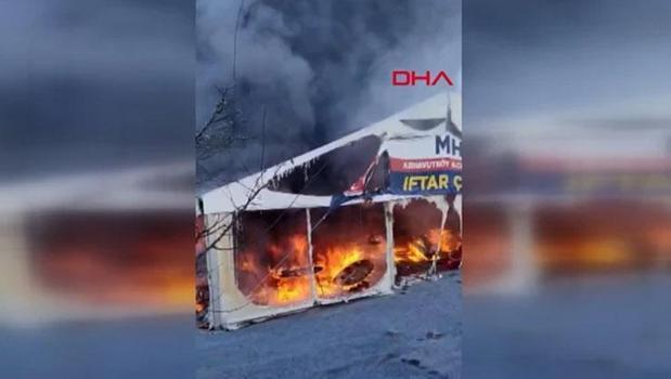 Arnavutköy'de iftar çadırında yangın)