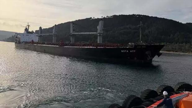Tahıl yüklü 'NATO APP' gemisi Çanakkale Boğazı’nda karaya oturdu)
