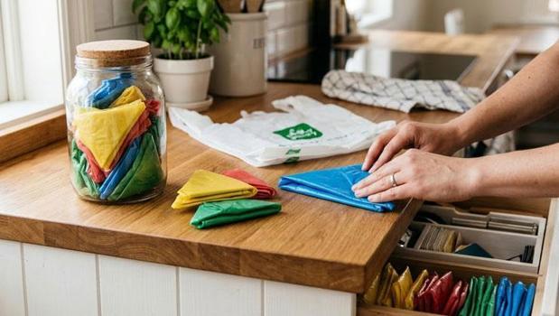 Mutfaktaki poşet yığınından böyle kurtulun! 10 saniyede düzeni sağlayan o gizli yöntem)