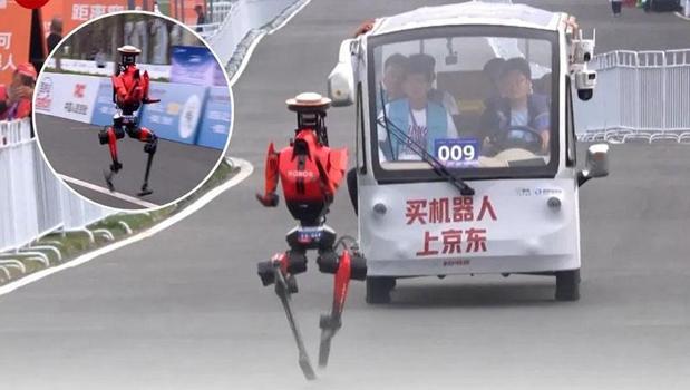 ​İnsan rekoruna tam 7 dakika fark attı! 21 km'yi 50 dakikada koşan robot dünyayı şaşkına çevirdi)