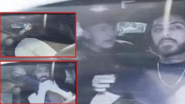 Takside dehşet anları! Şoförün boynuna ip geçirdiler)