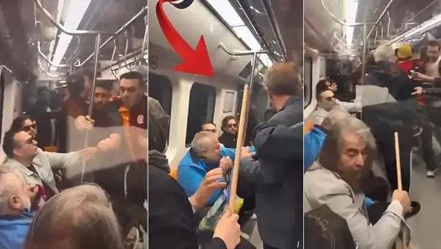 Metroda oklava şoku! Galatasaray'ın şampiyonluk kutlamasında ortalık karıştı)
