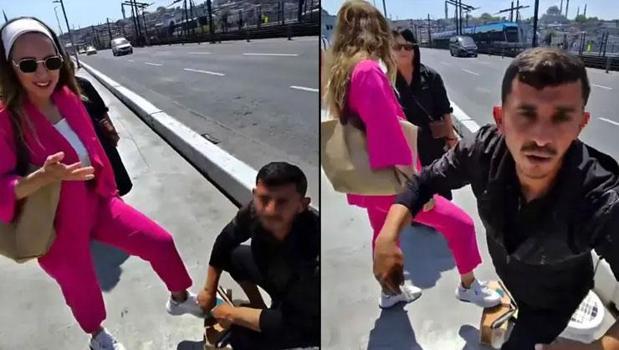 Galata Köprüsü’nde skandal görüntü! Turistlere yaptıklarının ardından gözaltına alındılar)
