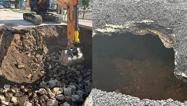 Amasya'da korkunç olay! Köprü girişinde çökme meydana geldi)