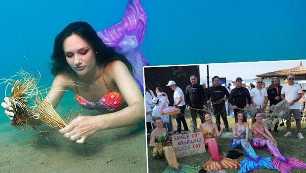 Antalya'da Dünya Çevre Günü’nde 'denizkızları' eşliğinde deniz dibi temizliği)