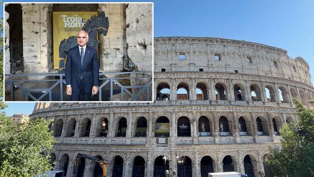 Roma'nın kalbi Kolezyum'da Troya'nın hikâyesi dünyayla buluştu! Bakan Ersoy, yerli ve yabancı basın mensuplarıyla bir araya geldi)