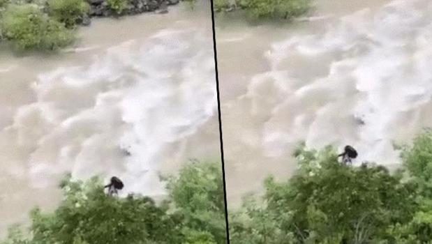 Artvin'de arabayla Çoruh Nehri'ne düşen baba ile oğlu aranıyor)