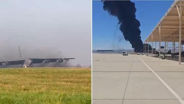 ABD'de B-52 bombardıman uçağı faciası! Kalktıktan saniyeler sonra düştü)