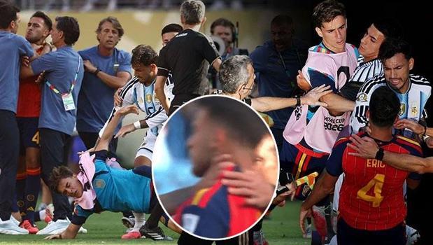 Dünya Kupası finalinde ortalık karıştı! Paredes boğazını sıktı, Gavi'ye yumruk attı)