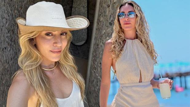 Tatilin tadını çıkardı! Sinem Kobal'dan bikinili pozlar)