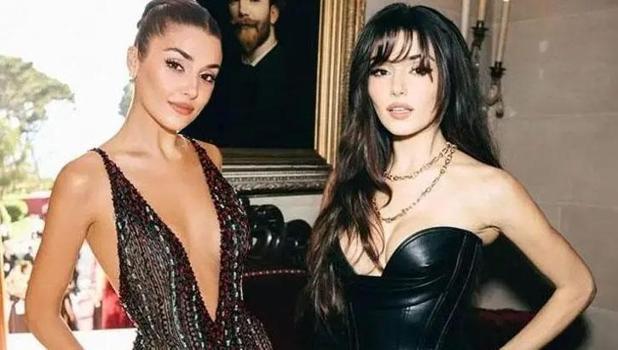 Hande Erçel lila elbisesiyle verdiği pozlarla büyüledi)