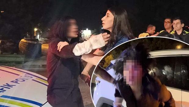 Gece yarısı ortalığı karıştırdı! Polise saldırdı, gazetecilere tükürdü)