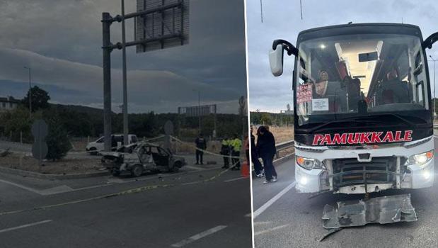 Çanakkale'de feci kaza! Yolcu otobüsüyle otomobil çarpıştı: 2 ölü)