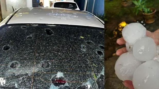 Tenis topu büyüklüğünde dolu yağdı, çok sayıda cam kırıldı)