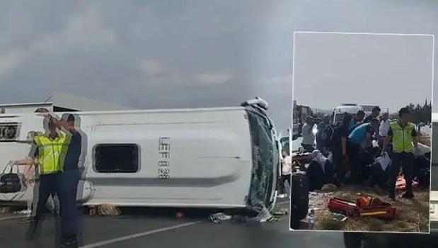 Antalya-Isparta yolunda midibüs devrildi: 5 yaralı)